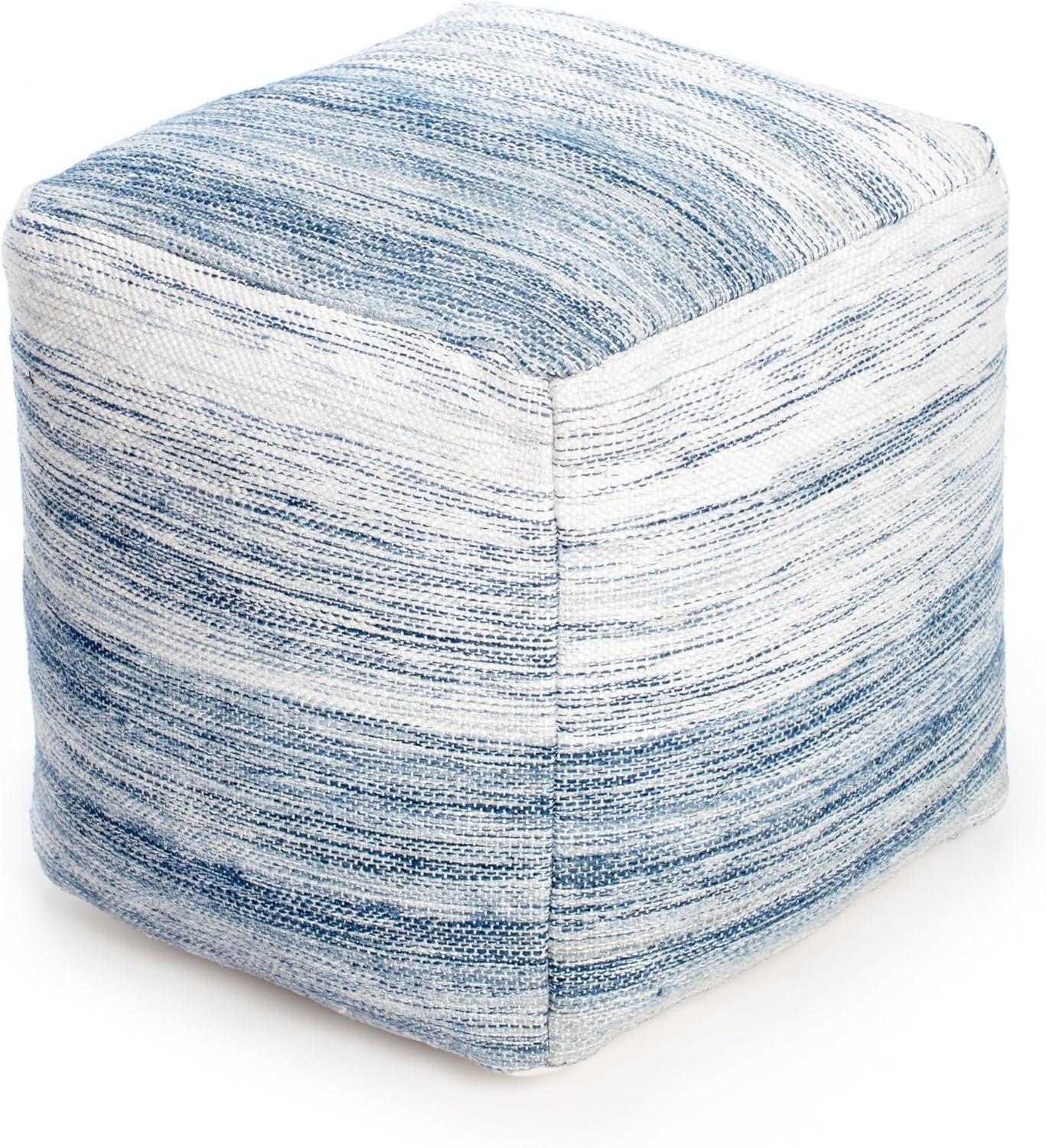 Halifax Pouf Ottoman Blue/Ivory - Anji Mountain: Rectangle, Unupholstered, Spot Clean, No Assembly Required