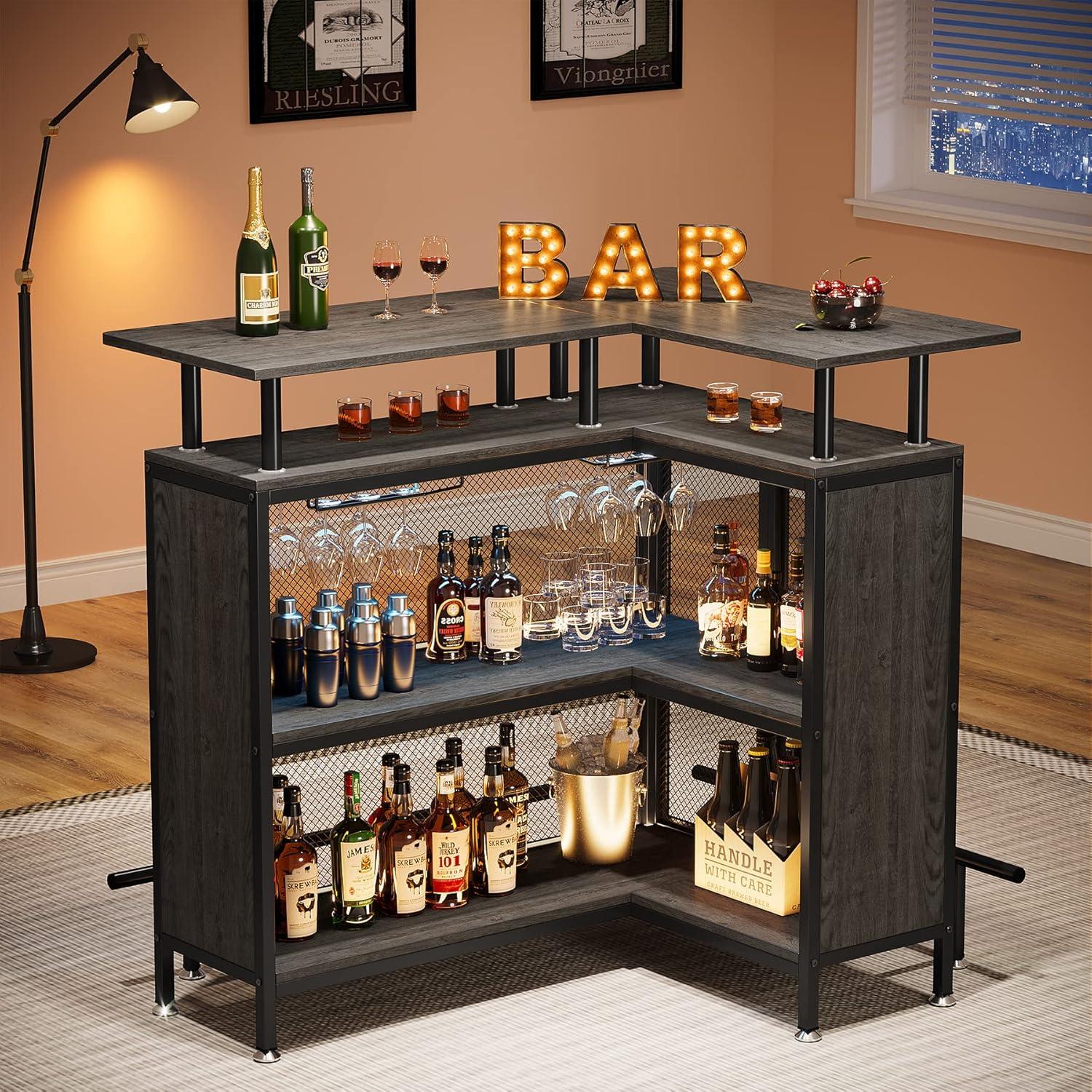 Tribesigns 2-Tier L-Shaped Home Bar Unit