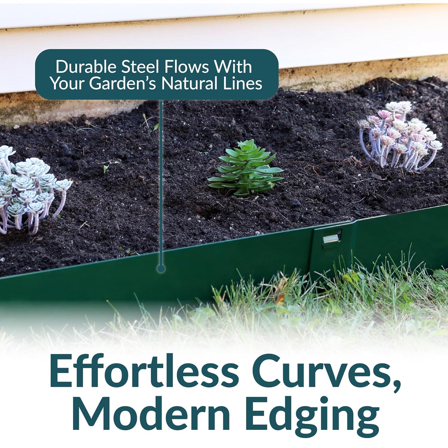 Sunnydaze Outdoor Lawn and Garden Heavy-Duty Steel Metal Flexible Landscape Edging Borders - 16' - Green - 5pk