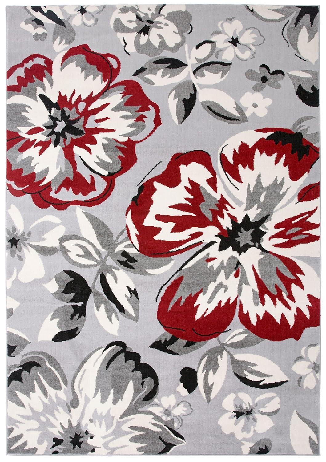 World Rug Gallery Modern Floral Design Red 5' x 7' Area Rug