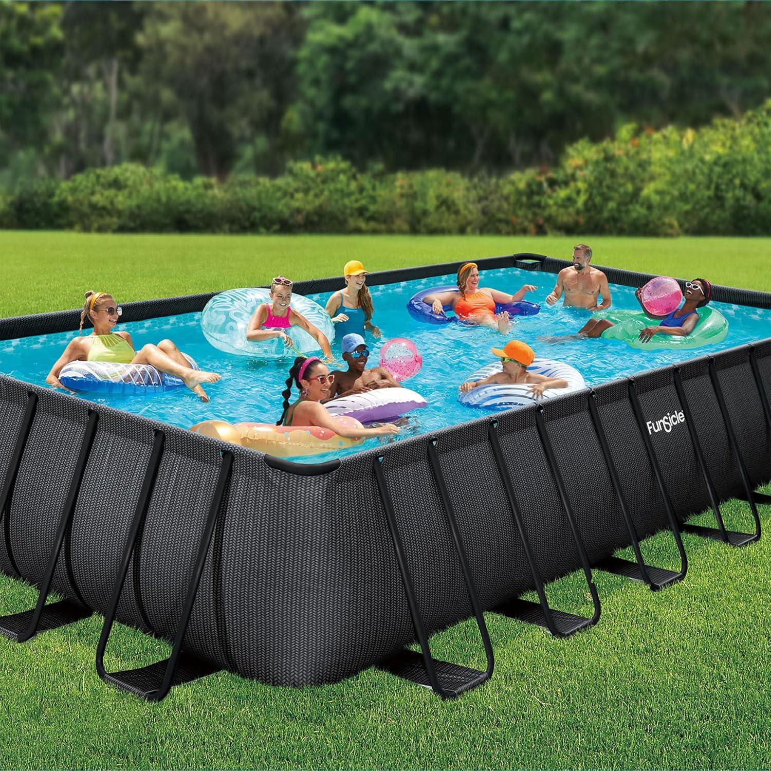 Funsicle Funsicle: Oasis Designer Lap Pool - Above Ground Pool Set, Durable 3-Ply, Powerful Filtration System, SureStep Ladder, For 6-7 People