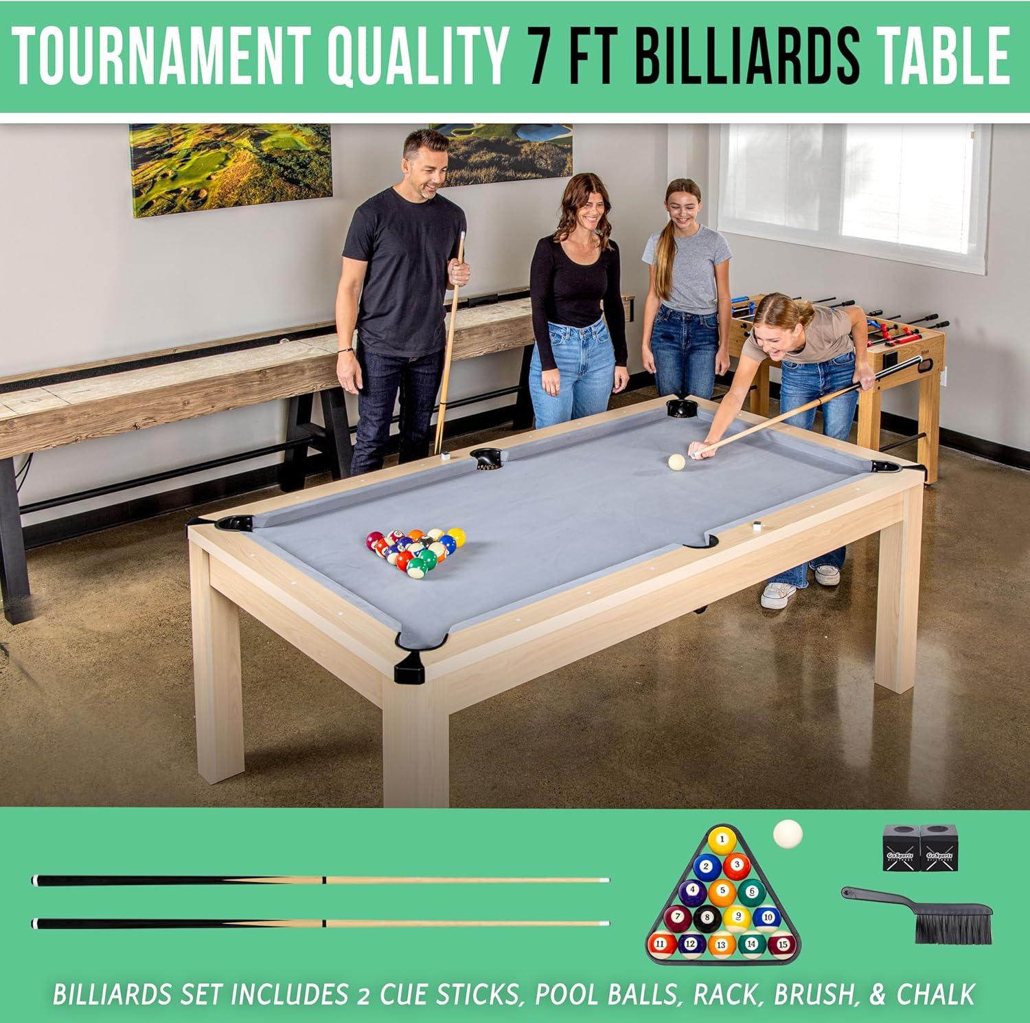 Gosports 7 Ft 3-in-1 Multi Game Pool Table Set with Dining Top, and Table Tennis Game