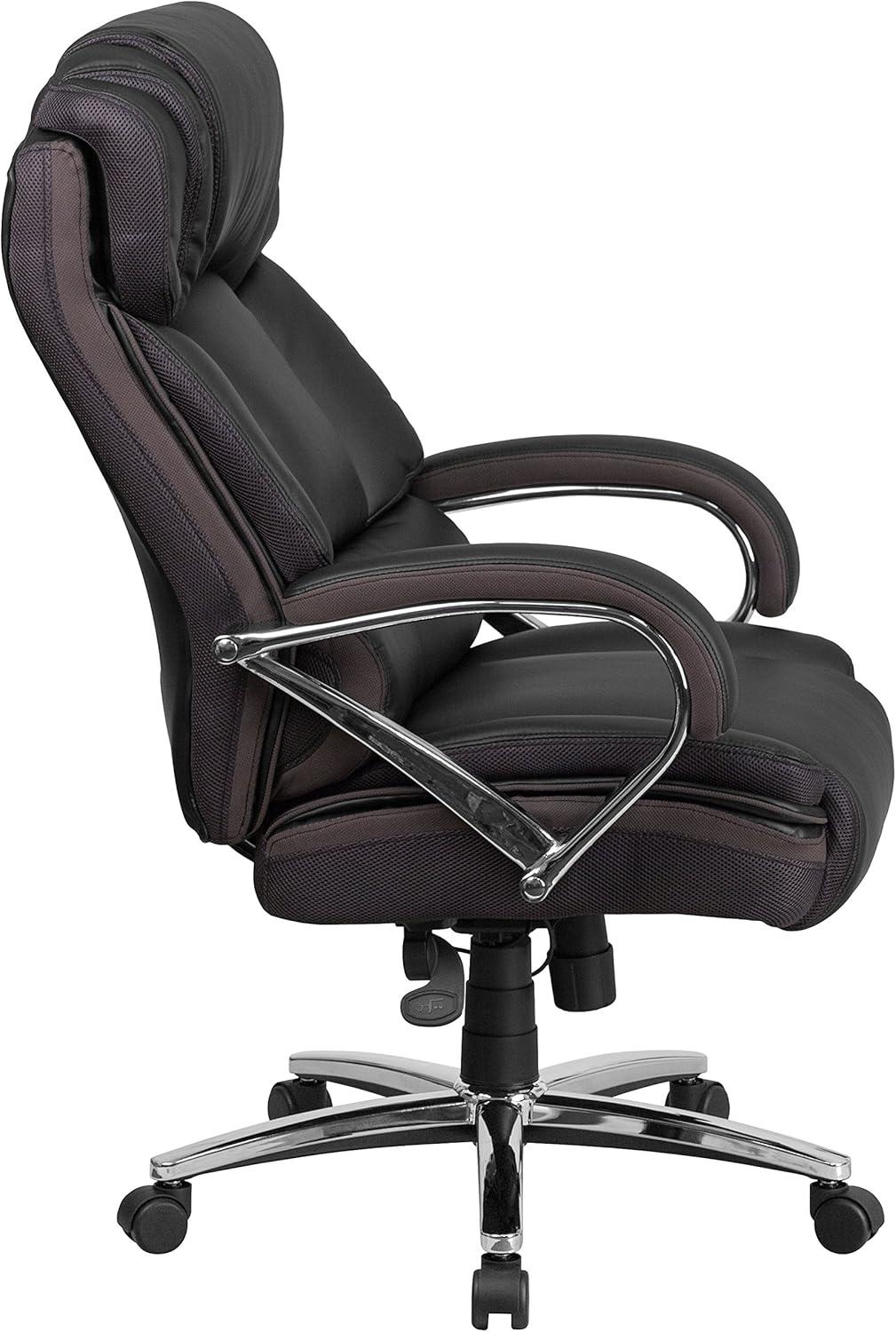 Flash Furniture HERCULES Series Big & Tall 500 lb. Rated Black LeatherSoft Executive Swivel Ergonomic Office Chair with Chrome Base and Arms