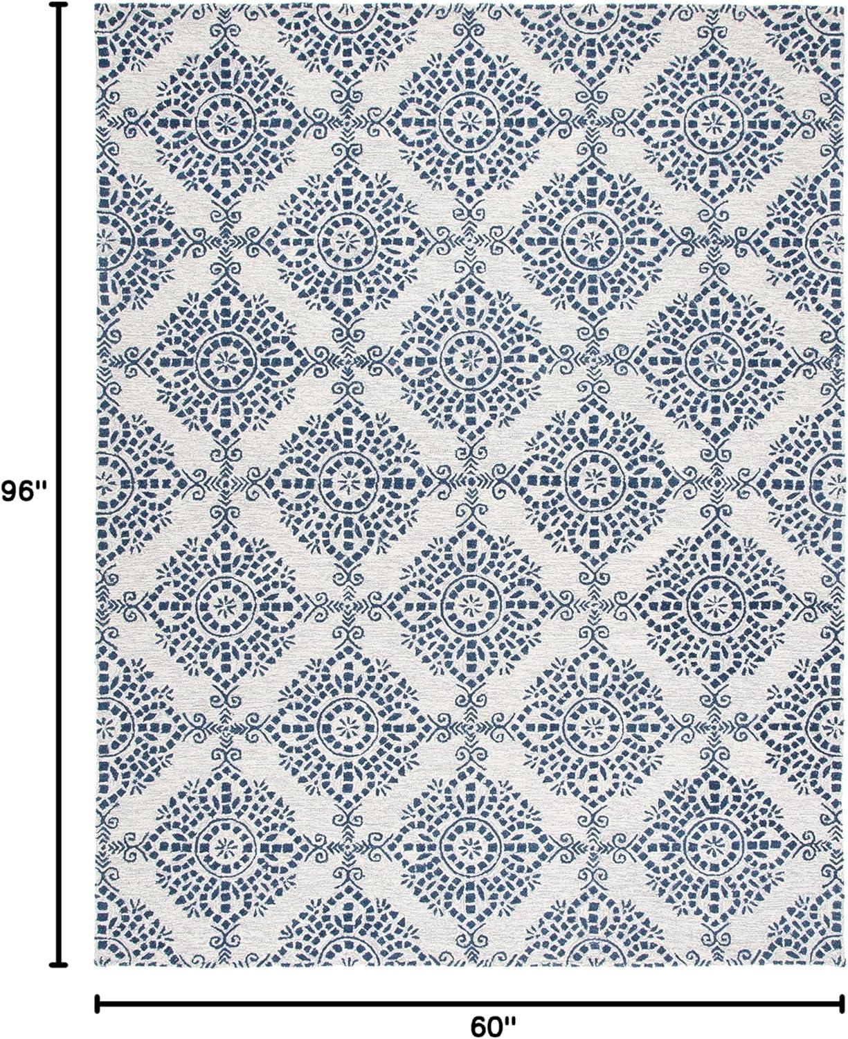Micro-Loop MLP647 Hand Tufted Area Rug - Ivory/Blue - 5'x8' - Safavieh.