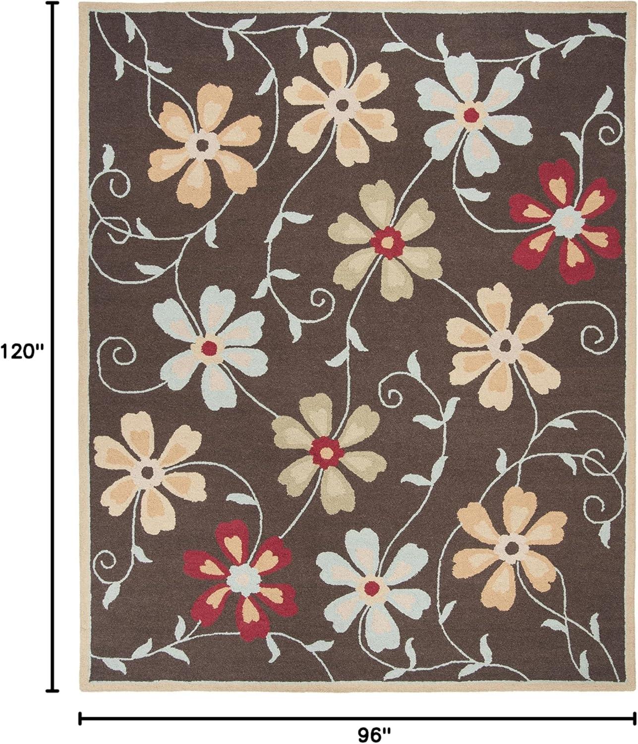 Blossom BLM784 Hand Hooked Area Rug - Brown/Multi - 8'x10' - Safavieh.
