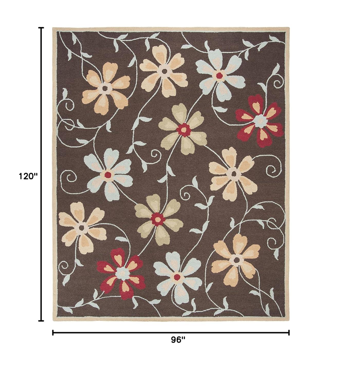 Blossom BLM784 Hand Hooked Area Rug - Brown/Multi - 8'x10' - Safavieh.