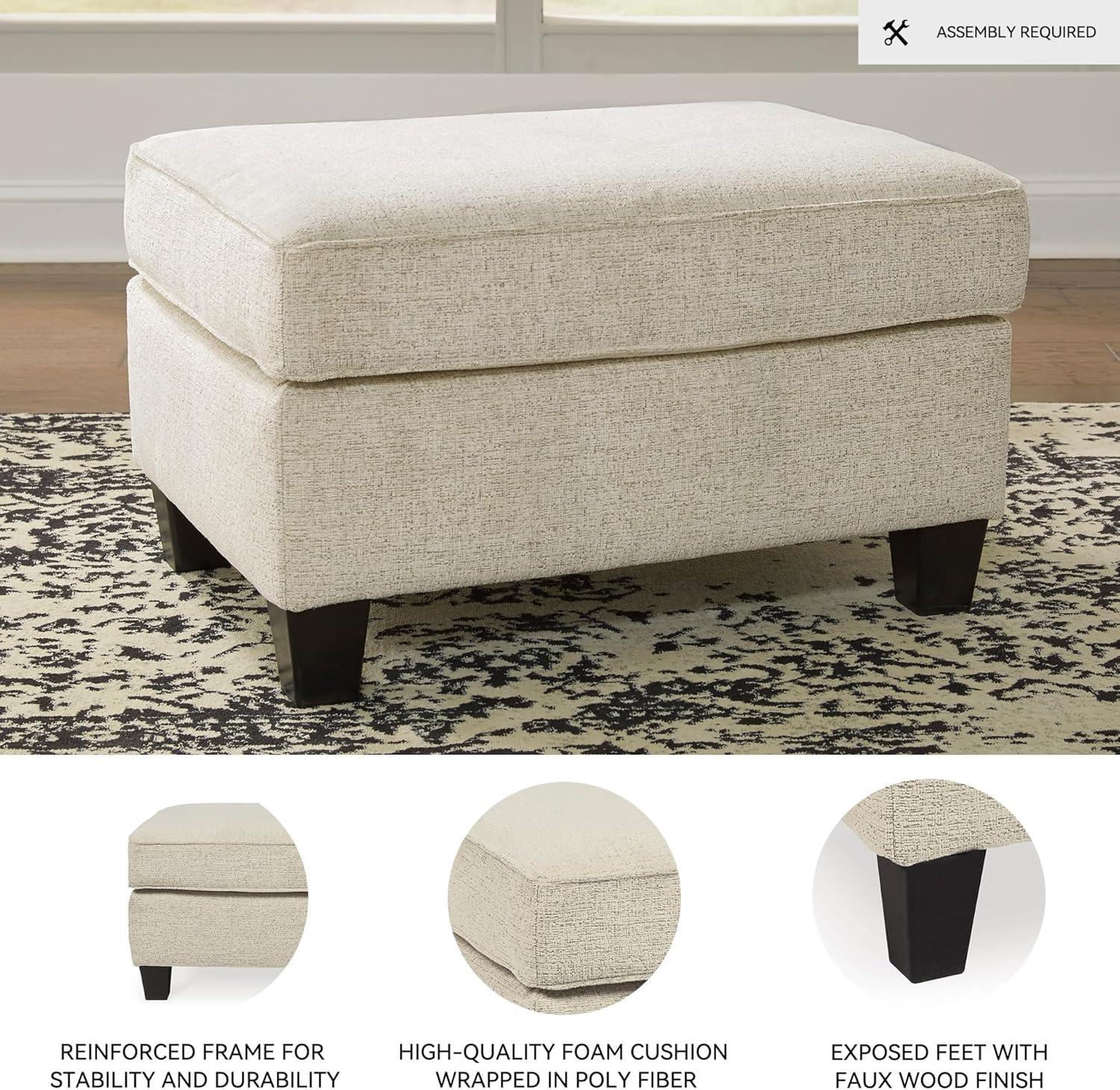 Oversized Abinger Accent Ottoman Natural - Signature Design by Ashley: Modern Square Upholstered Bench, Textured Finish