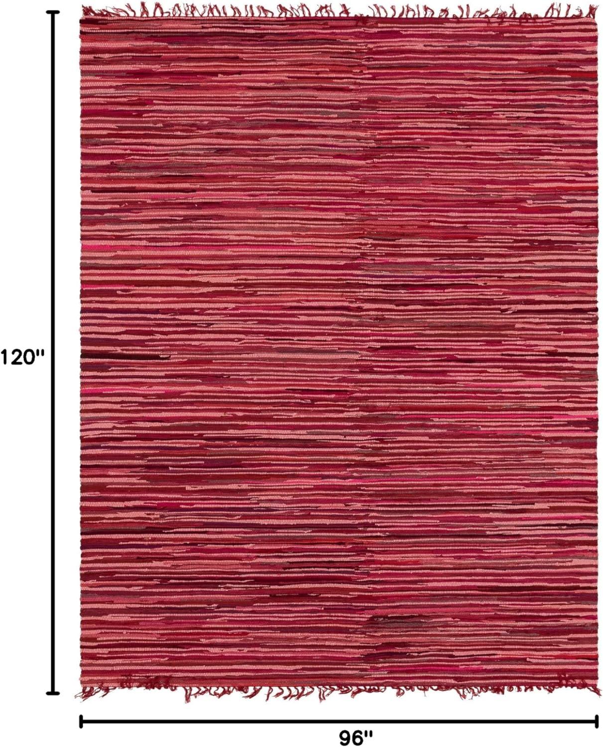 Presley Striped Hand-Knotted Cotton Red Area Rug