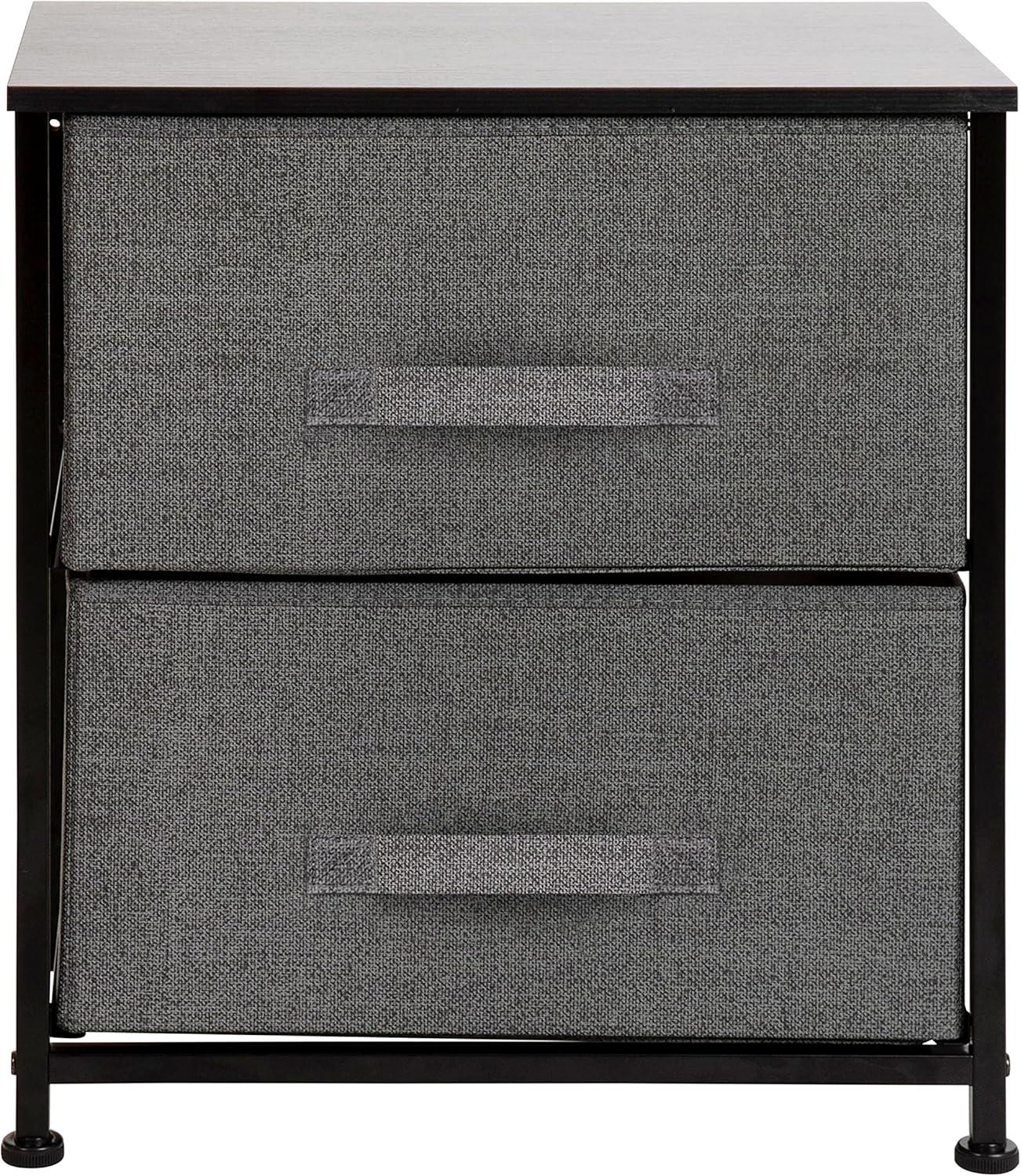 Malone 2 Drawer Storage Stand with Wood Top & Fabric Pull Drawers