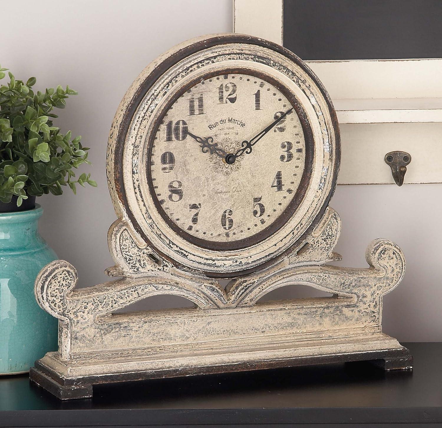 DecMode 15" White Wood Scroll Clock