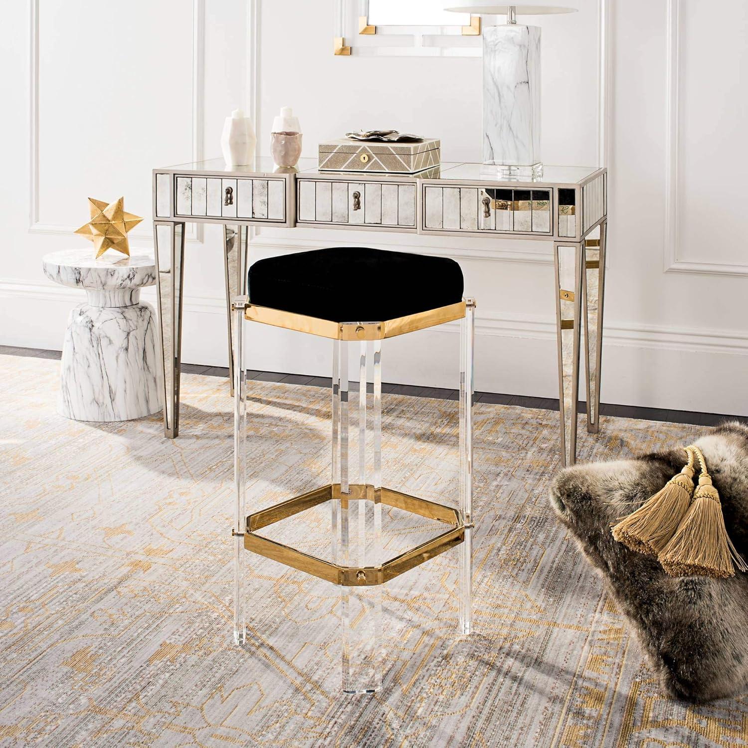 Cicely Acrylic Bar Stool - Gold/Black - Safavieh