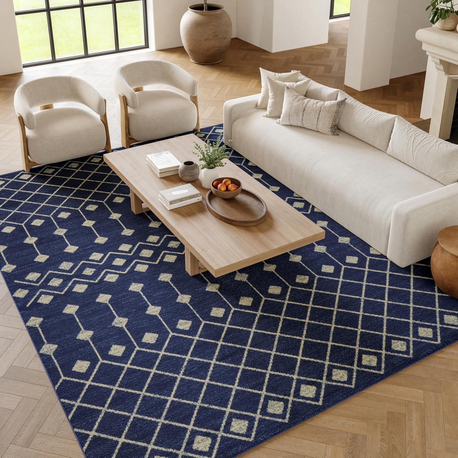 Nourison Grafix GRF37 Navy/White Indoor Area Rug - 6' x 9'