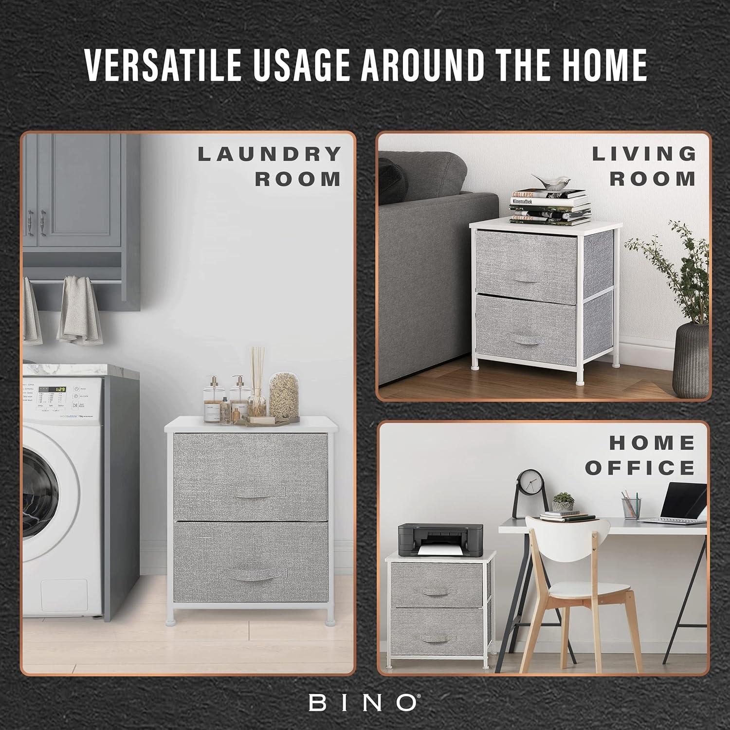 Bigroof Dresser Storage Organizer, Fabric Drawers Closet of Drawers Storage Unit for Bedroom Steel Frame Wood Top(Light Gray-7 Drawers)