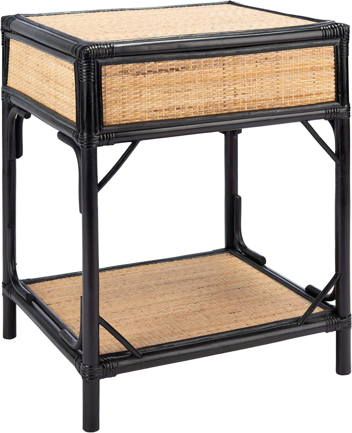 Roya 1 Drawer 1 Shelf Nightstand - NST4005 - Black/Natural - Safavieh