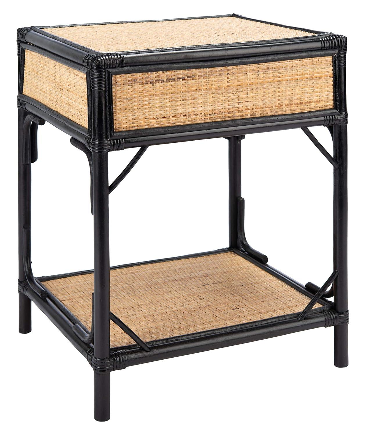 Roya 1 Drawer 1 Shelf Nightstand - NST4005 - Black/Natural - Safavieh