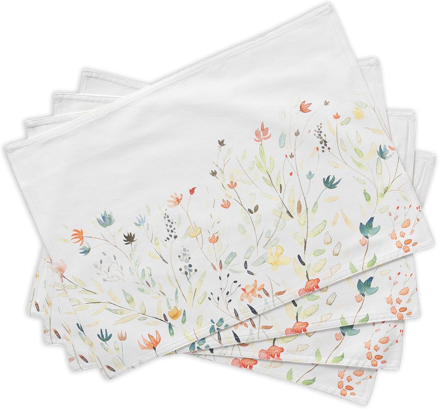 Maison d' Hermine Placemats Set of 4 100% Cotton Washable Cloth Place Mats, Reusable Table Mats for Kitchen Dining Decoration, Party, Wedding, Restaurant Spring/Summer (Limoncello, 13" x 19")