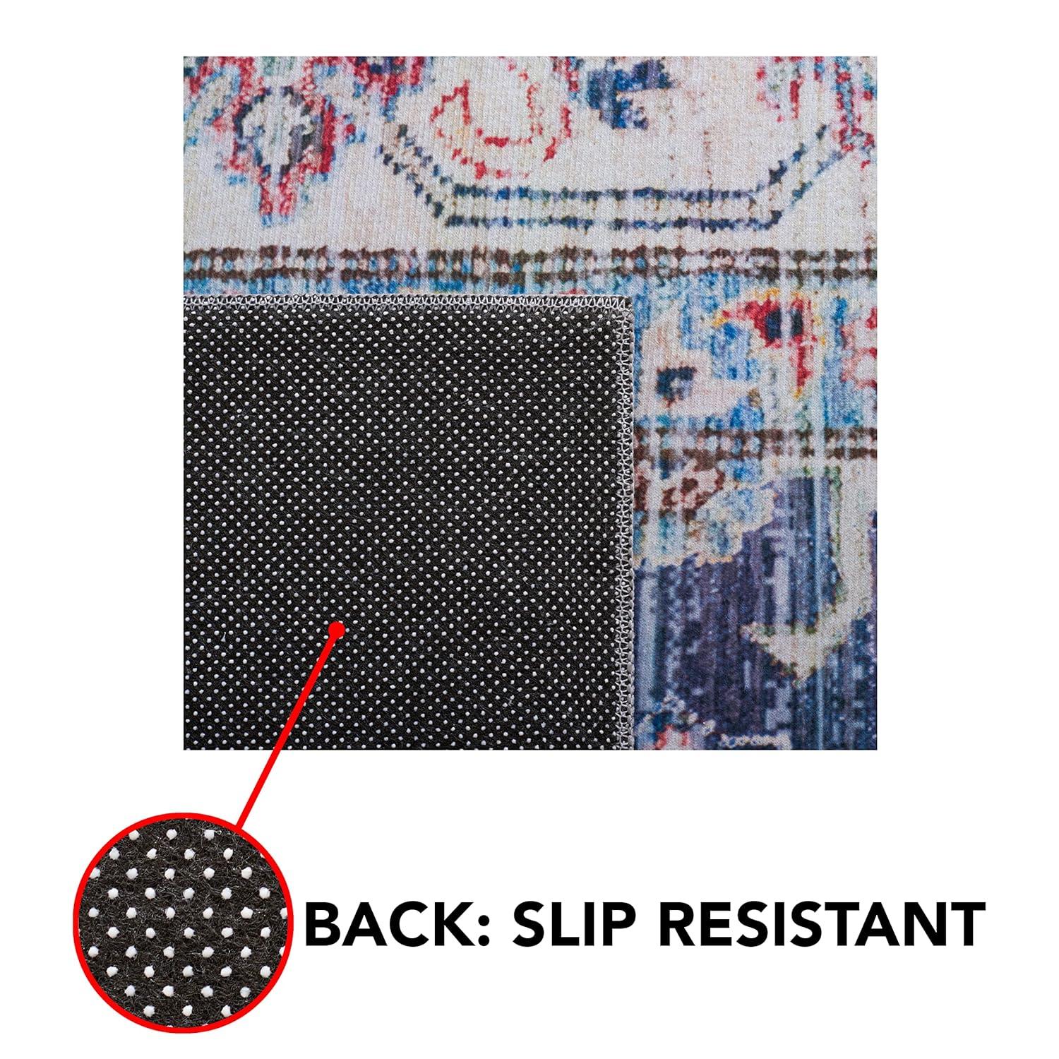 Tucson Vintage Persian TSN196 Power Loomed Machine Washable Skid-Resistant Indoor Area Rug - Navy/Beige - 9'x12' - Safavieh