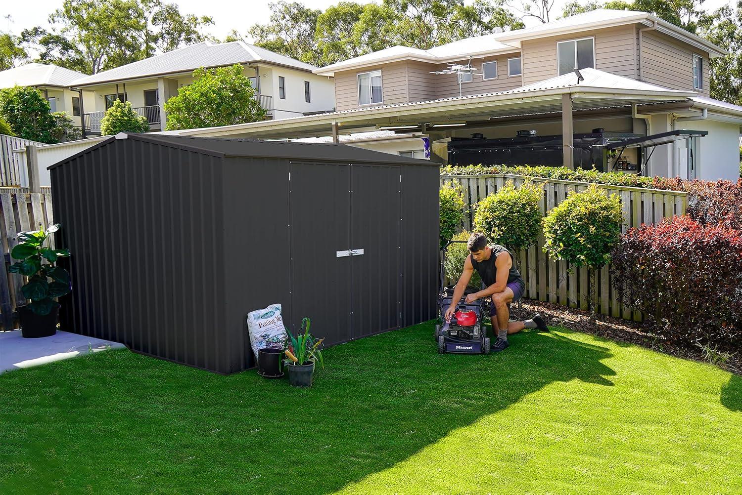 Absco AB1005 10 x 10 ft. Premier Metal Storage Shed - Monument Gray