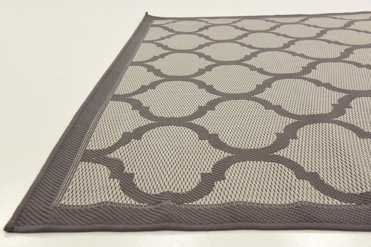Unique Loom 6' 1 x 6' 1 Square Gray Outdoor Trellis Moroccan Area Rug