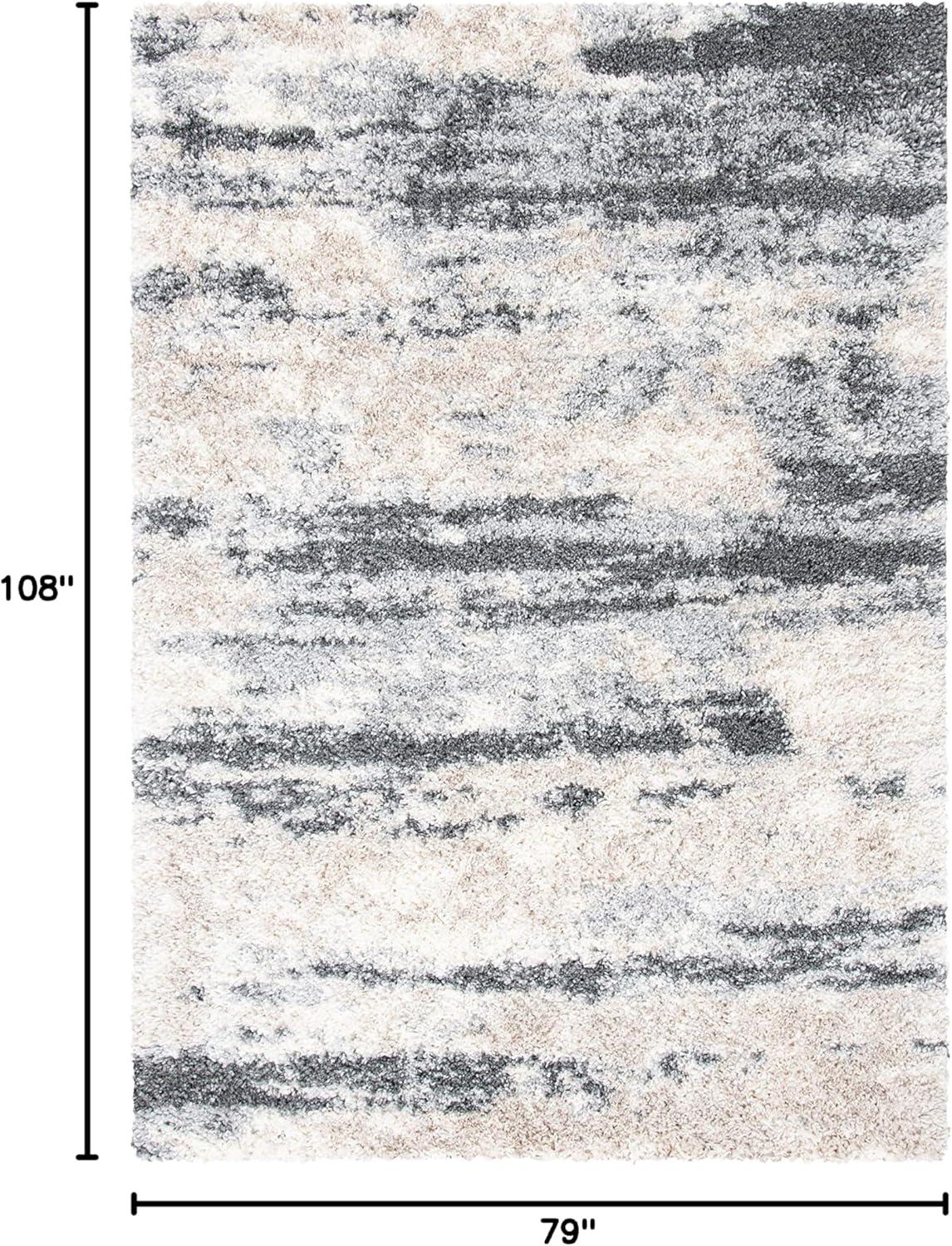 Fontana Shag FNT853 Power Loomed Area Rug - Grey/Ivory - 6'7"x9' - Safavieh.