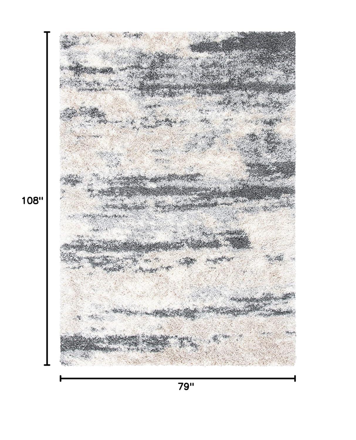 Fontana Shag FNT853 Power Loomed Area Rug - Grey/Ivory - 6'7"x9' - Safavieh.