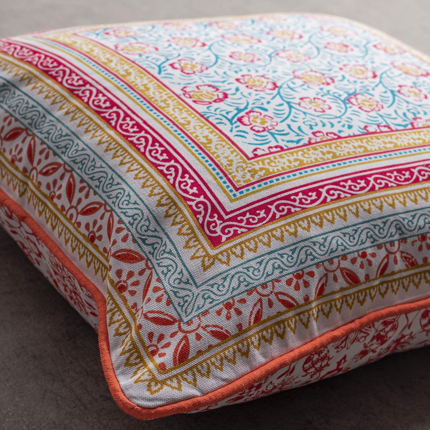 Maison d' Hermine Decorative Pillow Covers 18 x 18 Inch Square 100% Cotton Throw Pillow Covers with Invisible Zipper Cushion Case for Living Room Couch, Chair, Sofas, Bedroom, Home (Katmandou - Doda)