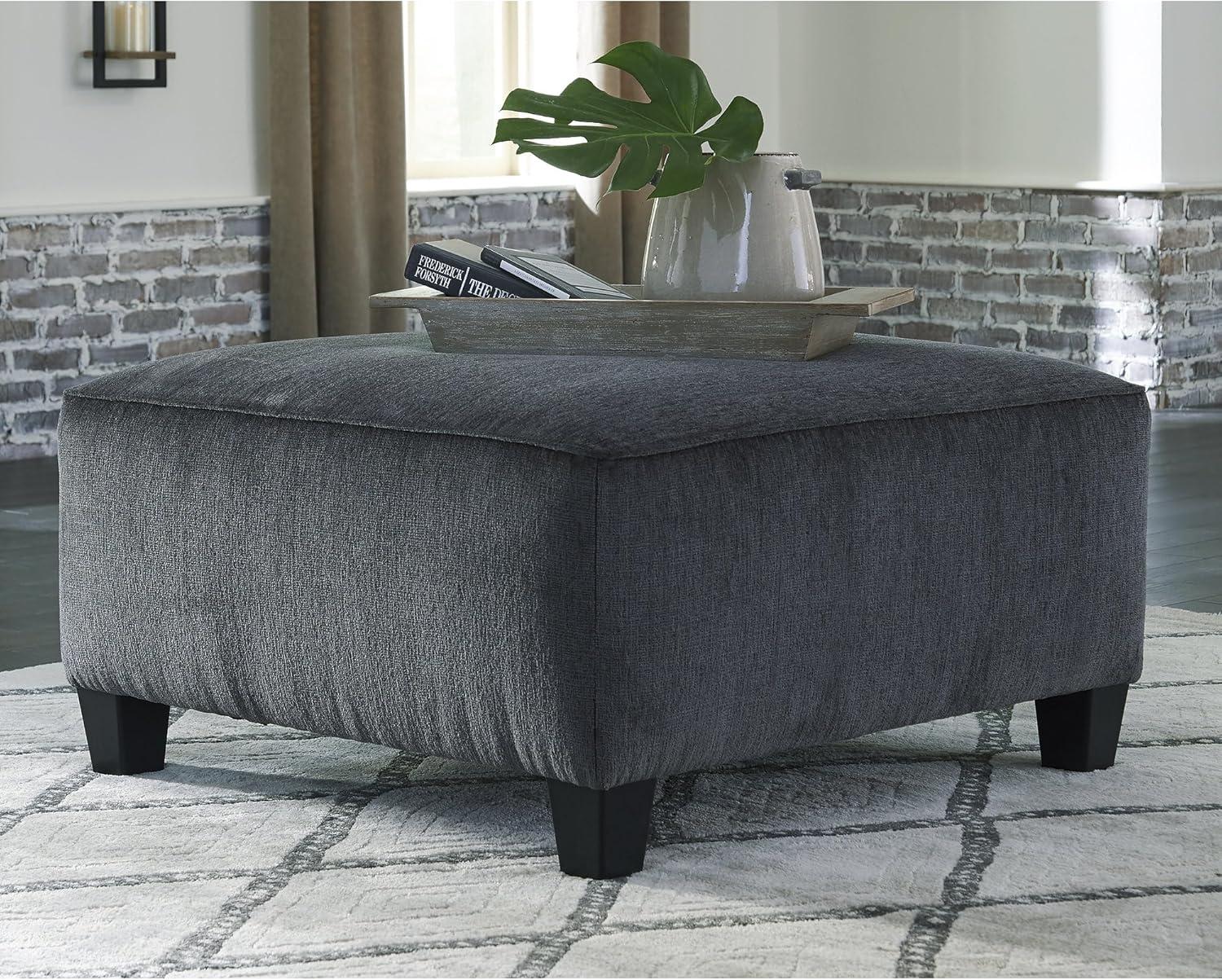 Contemporary Gray Chenille Oversized Footstool 39"x39"
