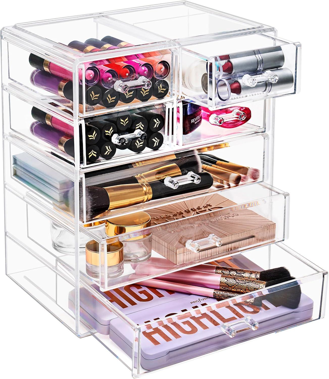 Sorbus Sorbus 7 Drawers Acrylic Makeup and Jewelry Cosmetics Organizer with Mesh Padding in Black