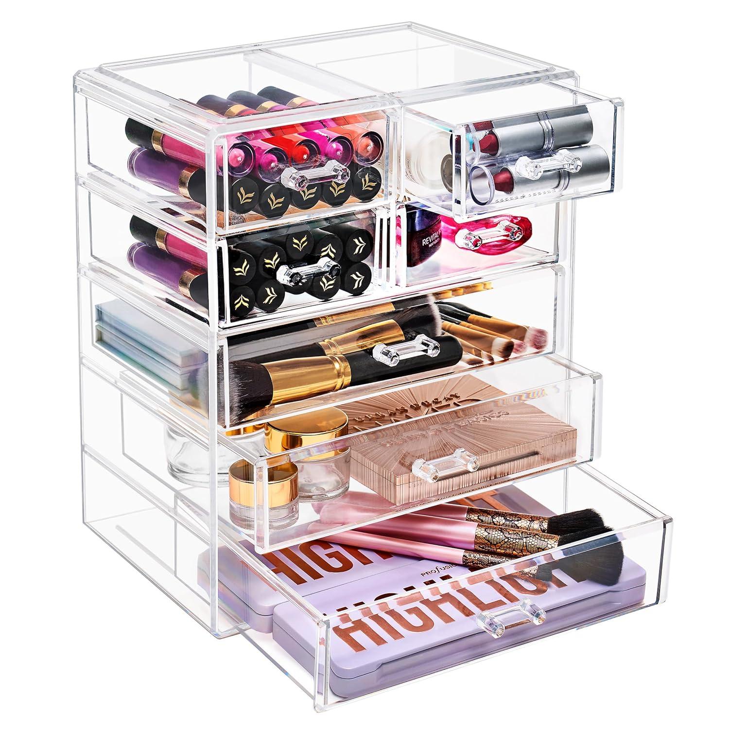 Sorbus Sorbus 7 Drawers Acrylic Makeup and Jewelry Cosmetics Organizer with Mesh Padding in Black