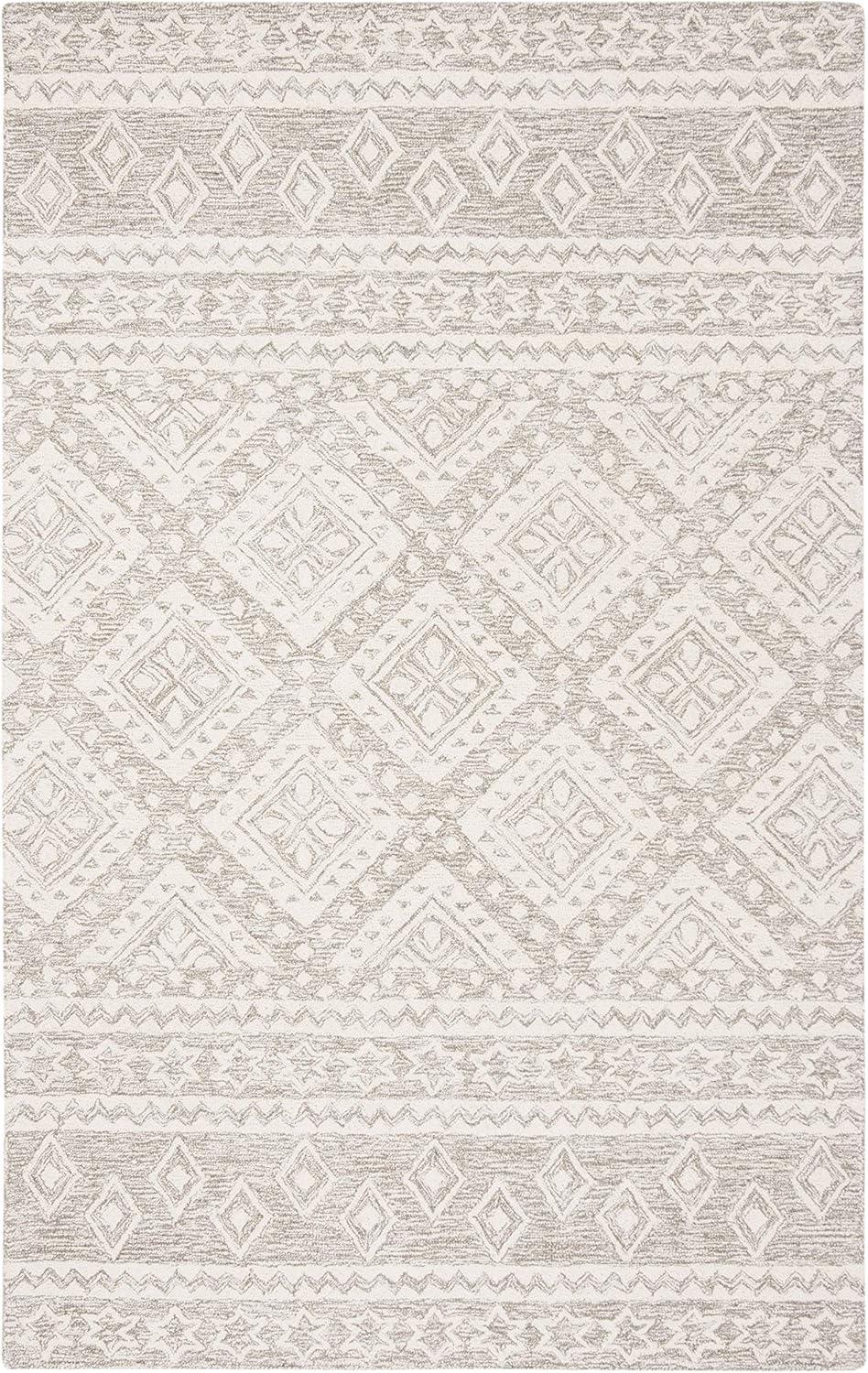 Micro-Loop MLP501 Hand Tufted Indoor Area Rug - Dark Grey/Ivory - 5'x8' - Safavieh