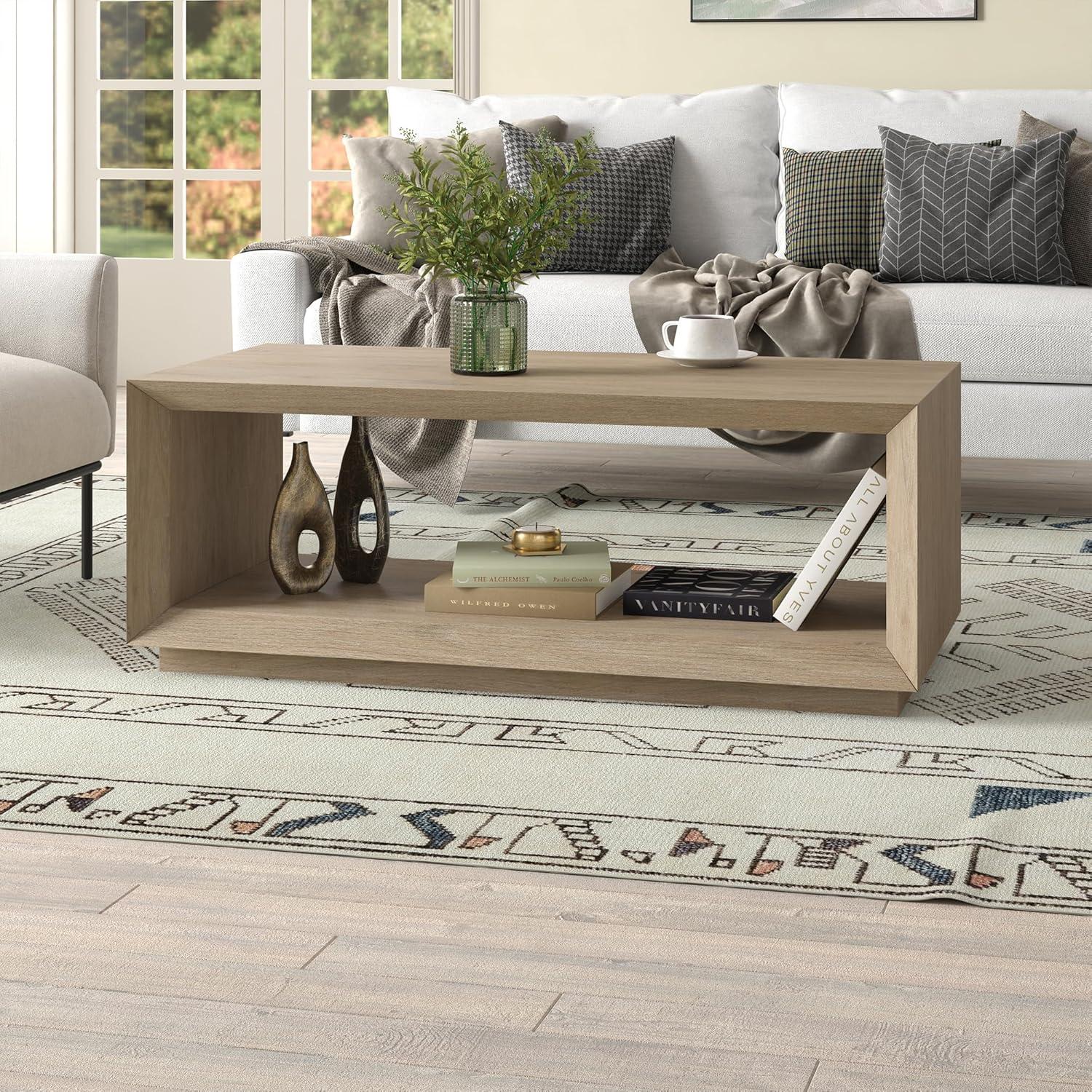 Antiqued Gray Oak Rectangular MDF Coffee Table