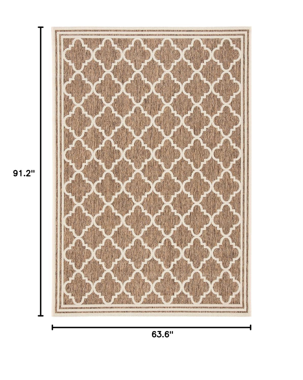 SAFAVIEH Beach House Nima Trellis Indoor/Outdoor Area Rug Beige/Cream, 5'3" x 7'6"