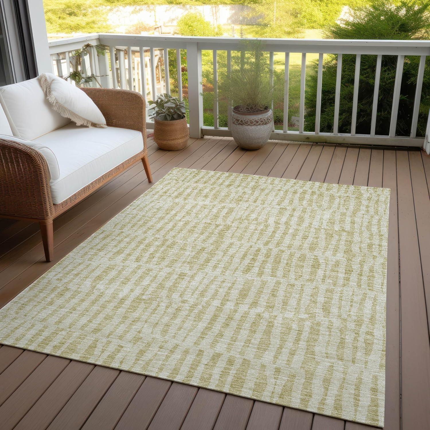 Beige Rectangular Synthetic Flat Woven Indoor Outdoor Rug