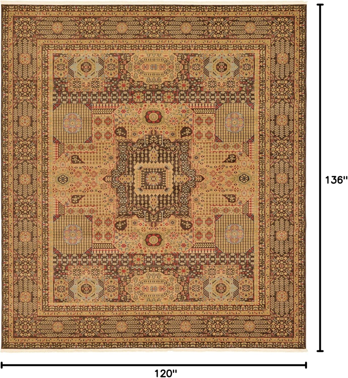 Unique Loom Palace Collection Area Rug (10'Square, Brown/ Light Blue)