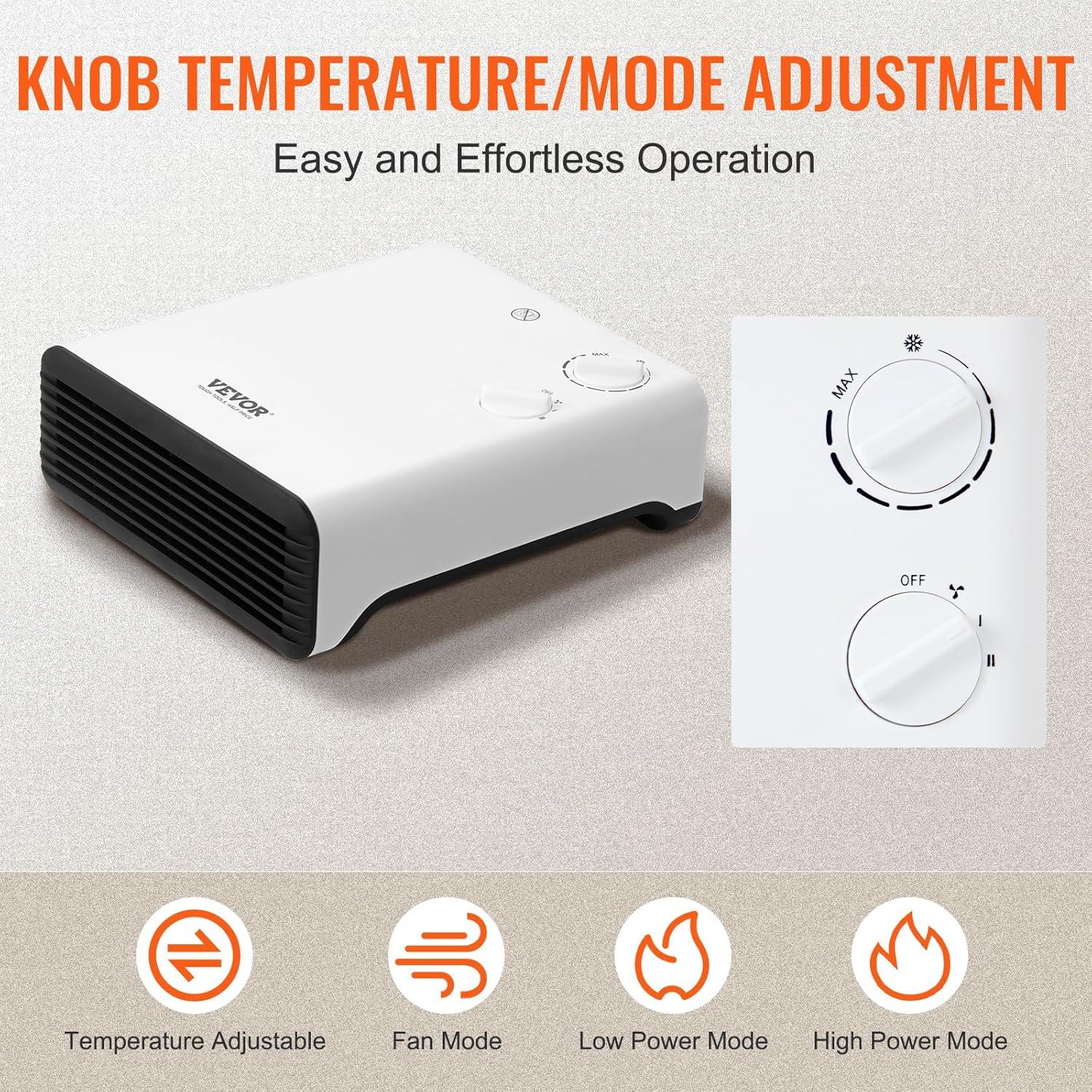 VEVOR 1500 Watt 250 BTU Electric Wall Mounted Space Heater with Adjustable Thermostat
