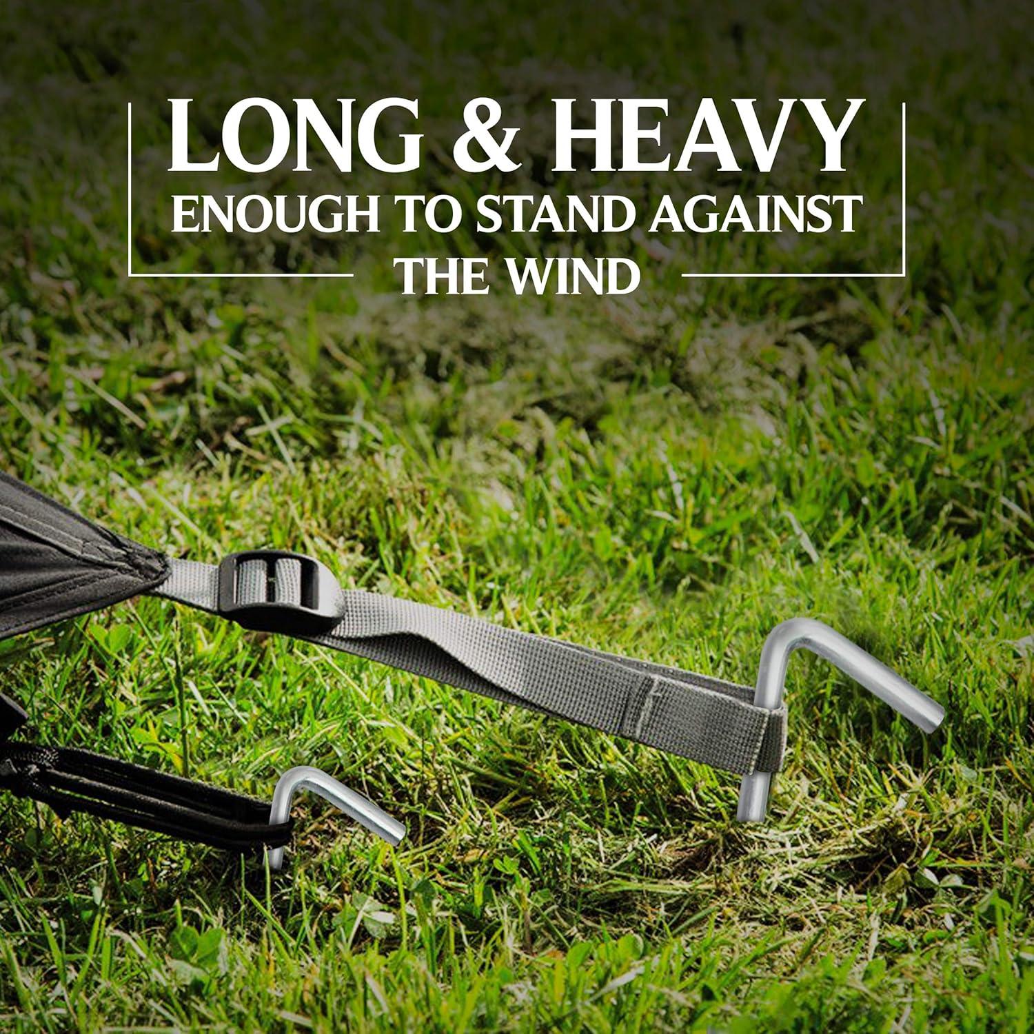 Tent Stakes Heavy Duty Metal, Galvanized Rust-Free Yard Stakes, Garden Edging Fence Hook | Tent Stakes Metal for Outdoor Camping, Tent Pegs