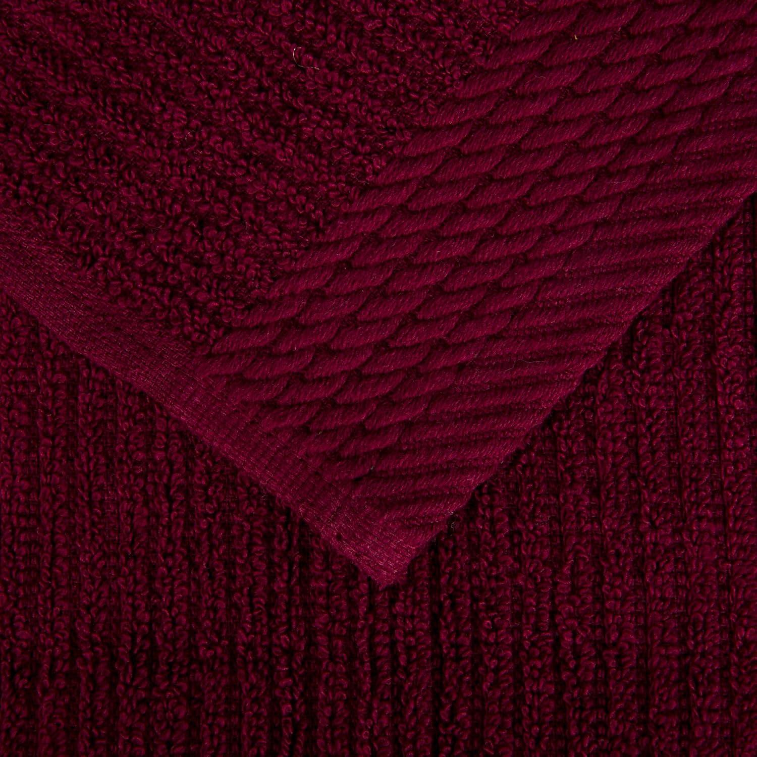Luxurious Burgundy Egyptian Cotton Ribbed Towel Set