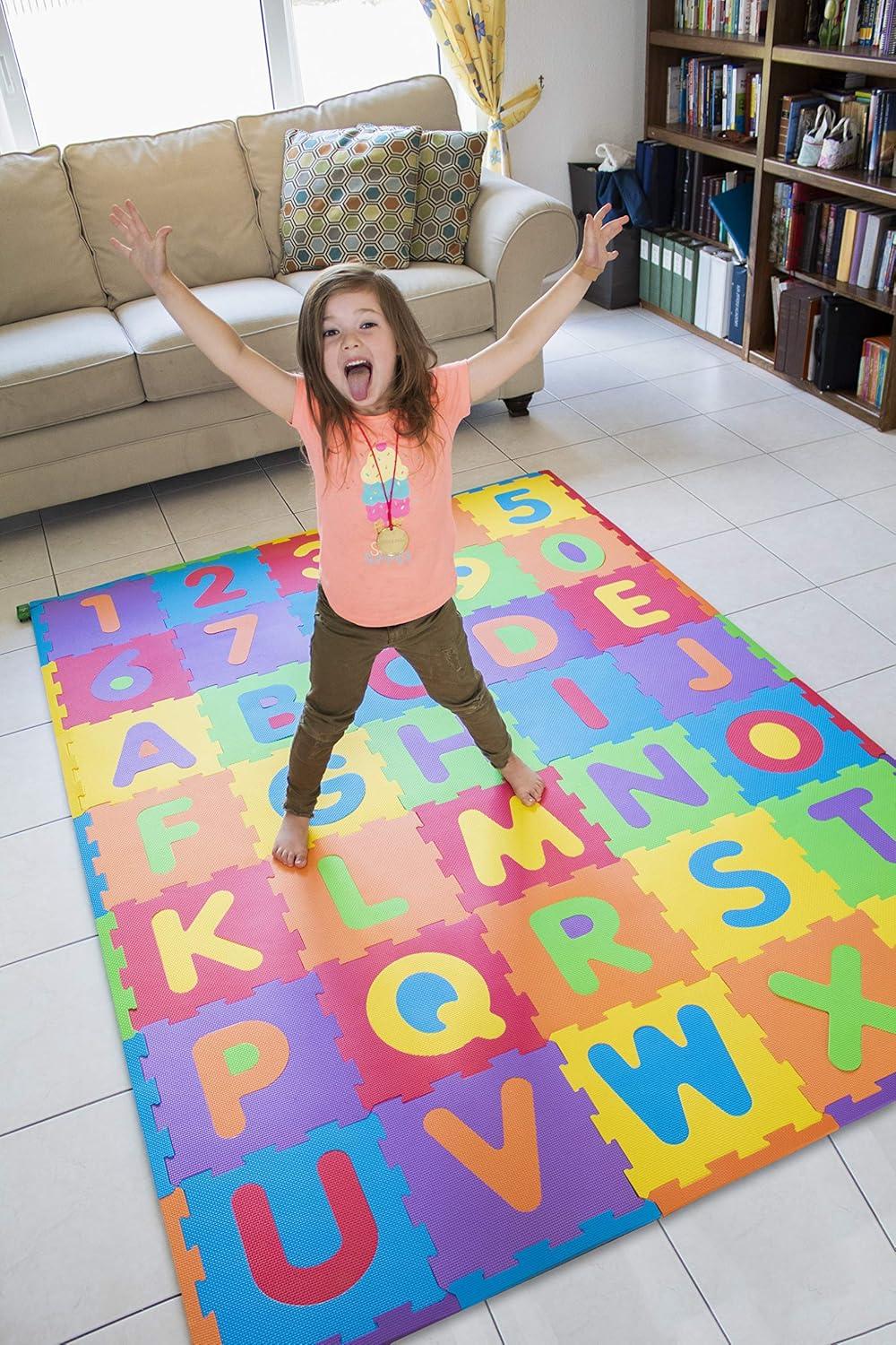 Multicolor Foam ABC/123 Interlocking Play Mat for Kids