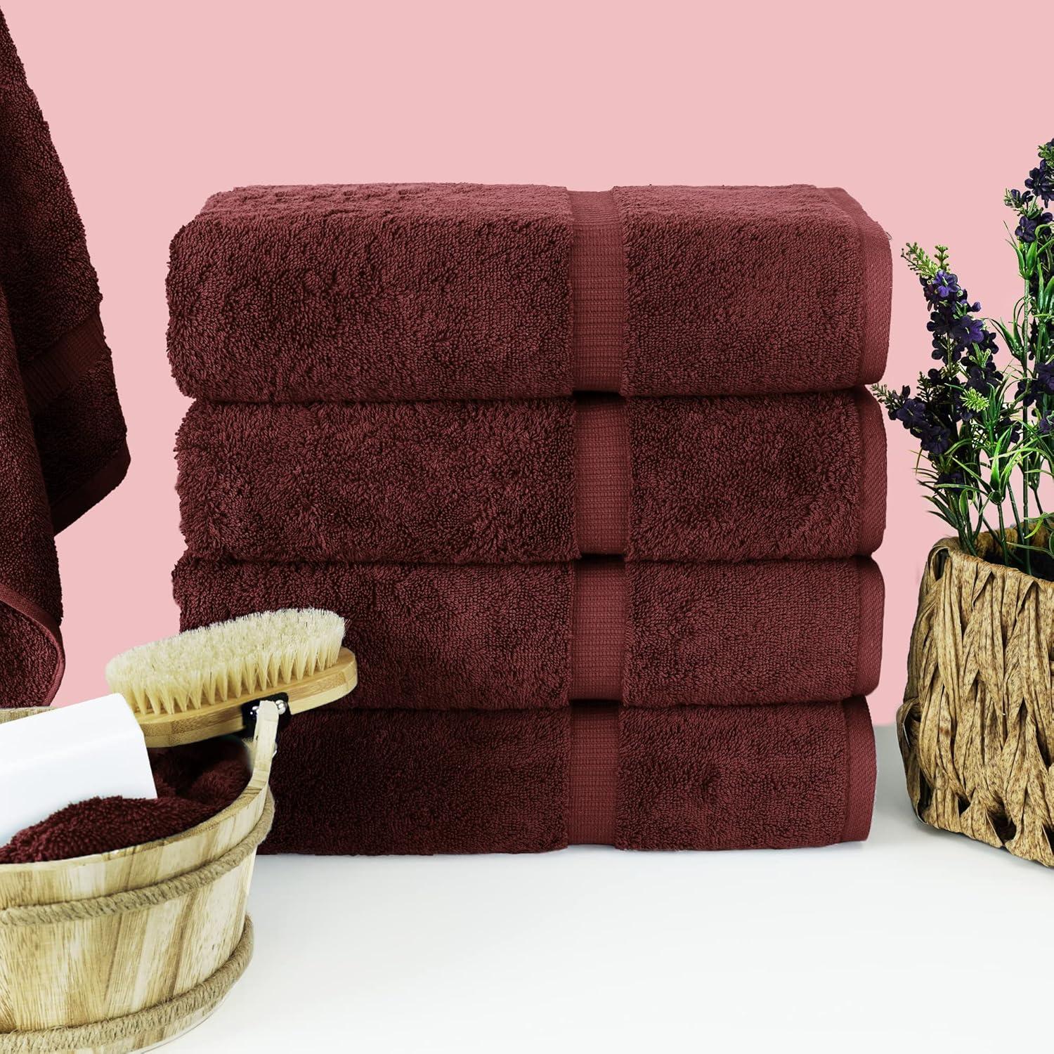 Cranberry Turkish Cotton 4-Piece Bath Towel Set