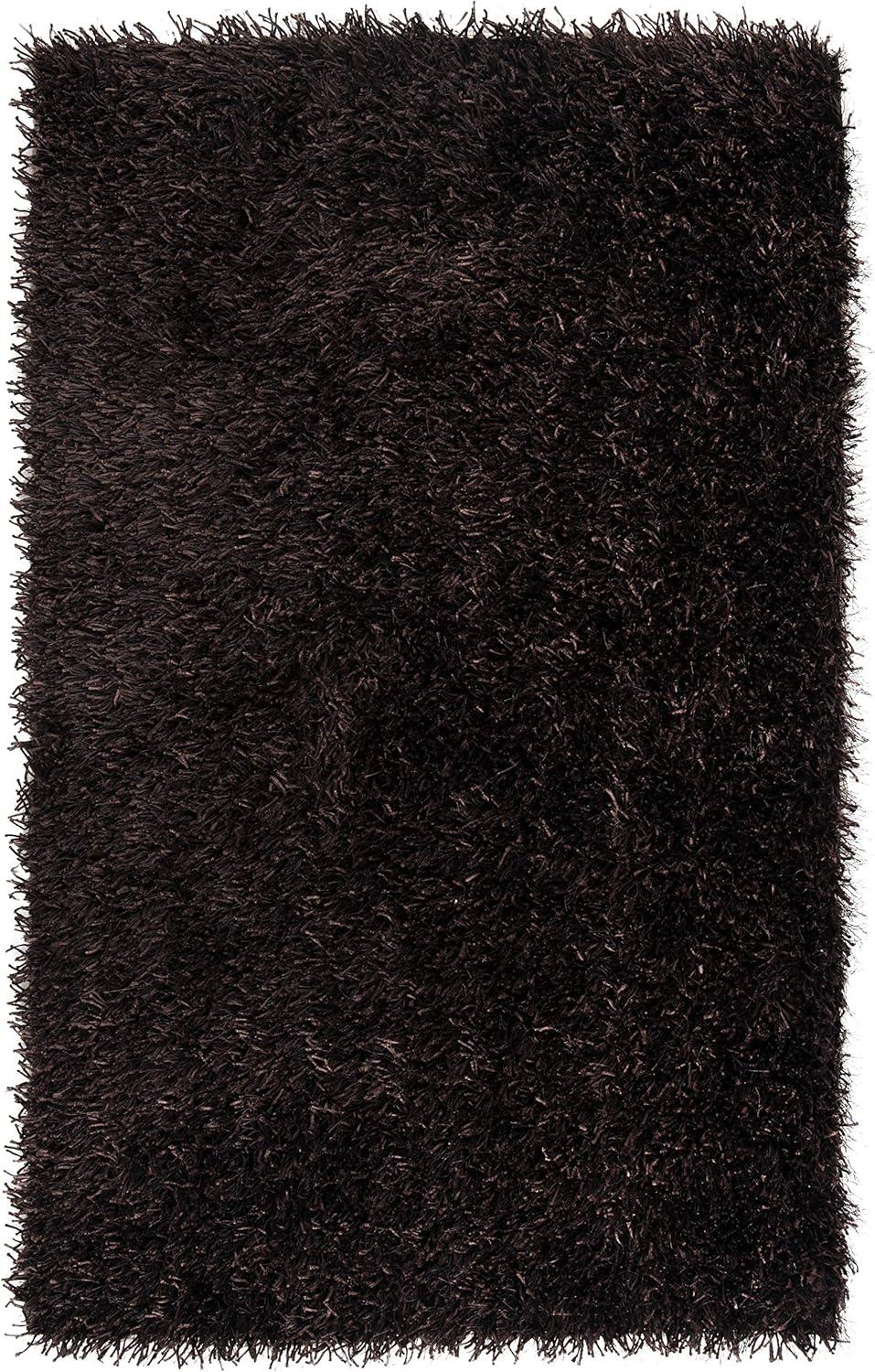 SAFAVIEH New Orleans Darius Solid Polyester Shag Area Rug, Chocolate, 5' x 8'