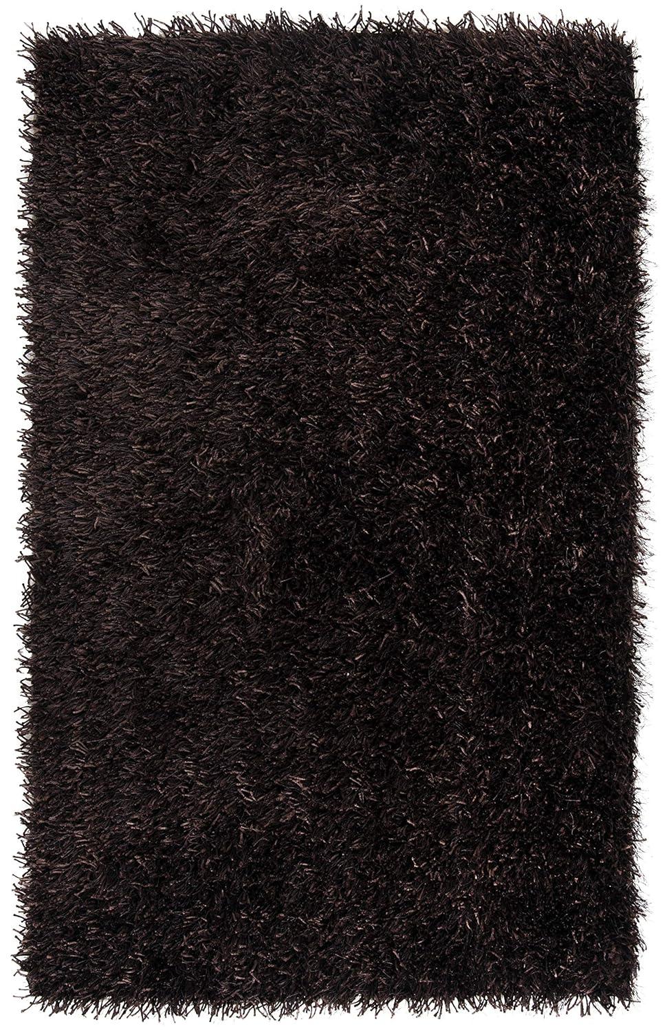 SAFAVIEH New Orleans Darius Solid Polyester Shag Area Rug, Chocolate, 5' x 8'
