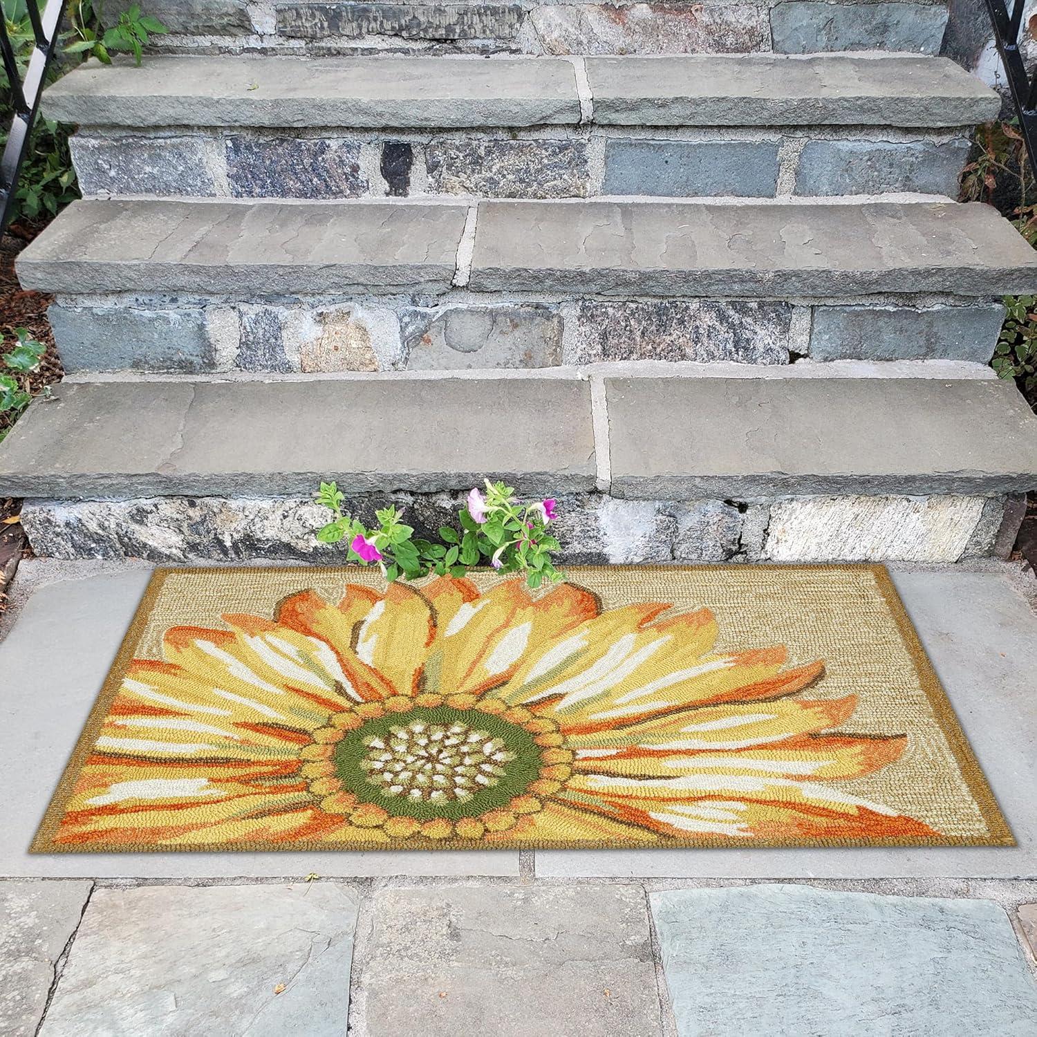 Sunflower Bliss Yellow Hand-Tufted Rectangular Easy-Care Rug