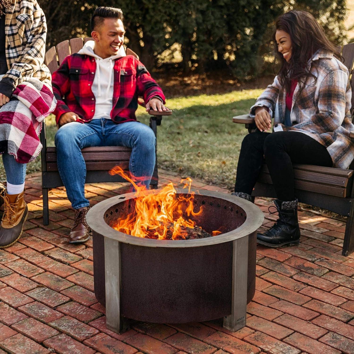 Breeo X Series 24 Corten Smokeless Fire Pit 24 in. W Corten Steel Outdoor Round Wood Fire Pit