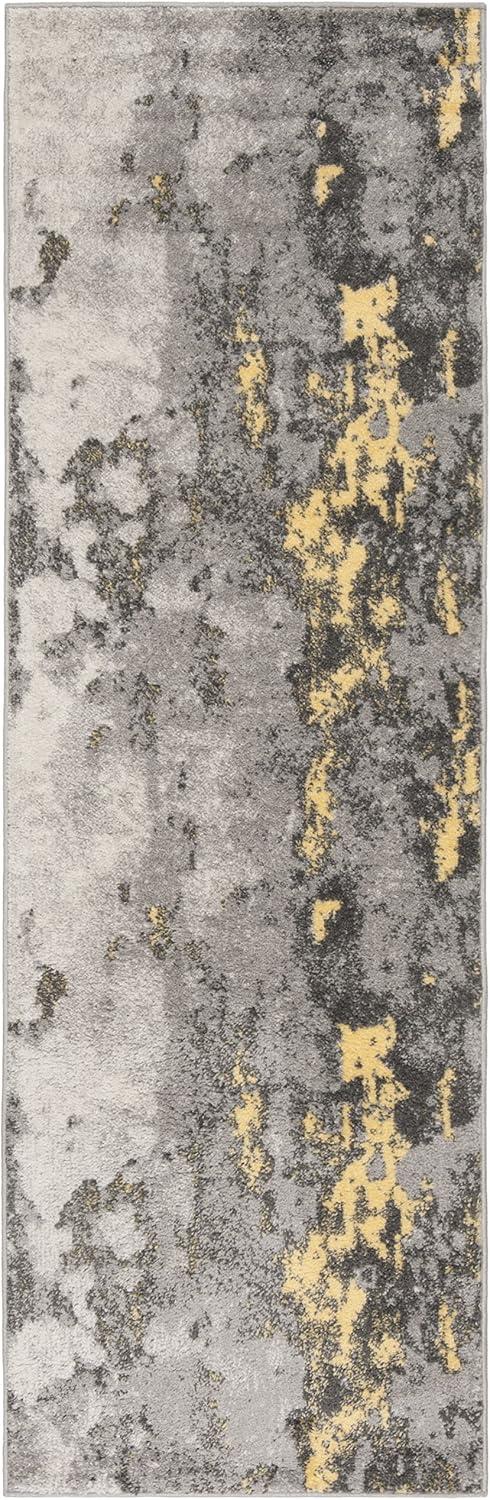 Adirondack ADR134 Machine Made Indoor Runner - Grey/Yellow - 2'-6"x18' - Safavieh