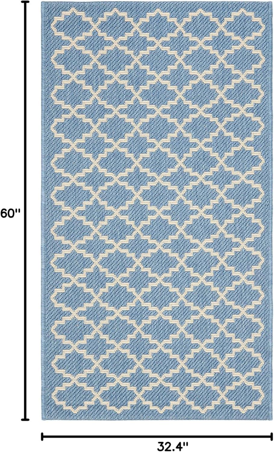 SAFAVIEH Courtyard Hilbert Trellis Indoor/Outdoor Area Rug, 2'7" x 5', Blue/Beige