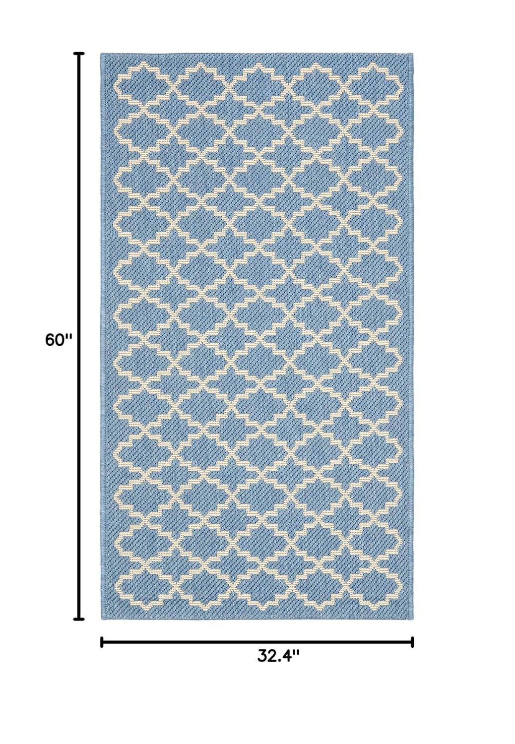 SAFAVIEH Courtyard Hilbert Trellis Indoor/Outdoor Area Rug, 2'7" x 5', Blue/Beige