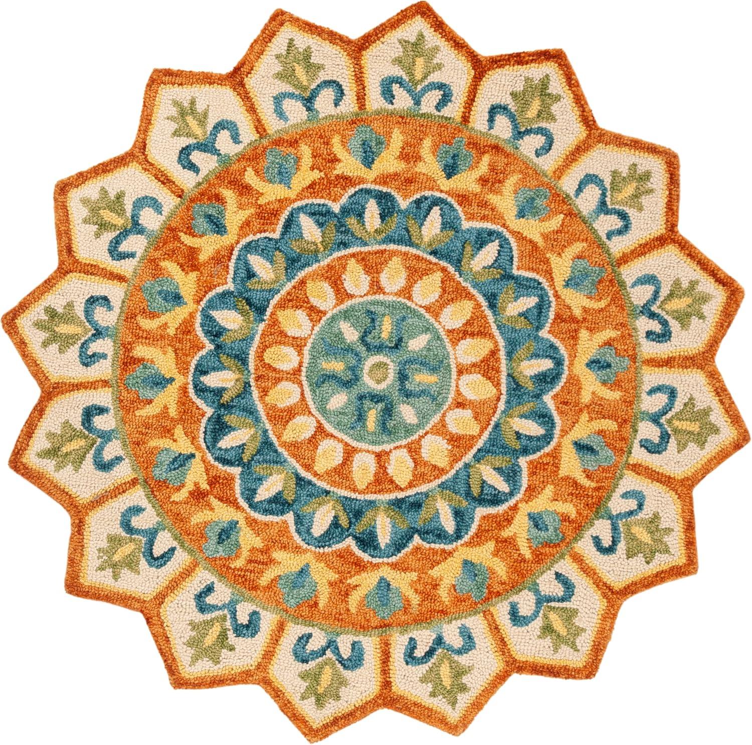 Novelty NOV605 Hand Tufted Indoor Area Rug - Rust/Ivory - 6' Round - Safavieh