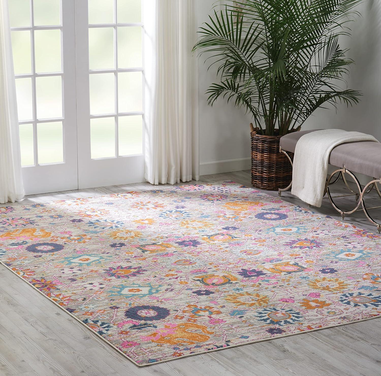 Fuchsia Floral Bliss Synthetic 8' x 10' Rectangular Area Rug