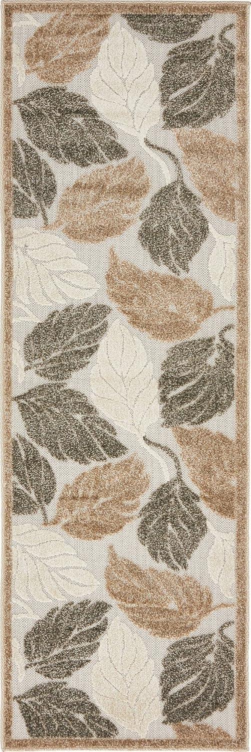 Unique Loom Outdoor Botanical Collection Area Rug - Augusta (2' x 6' Runner Beige/Ivory)