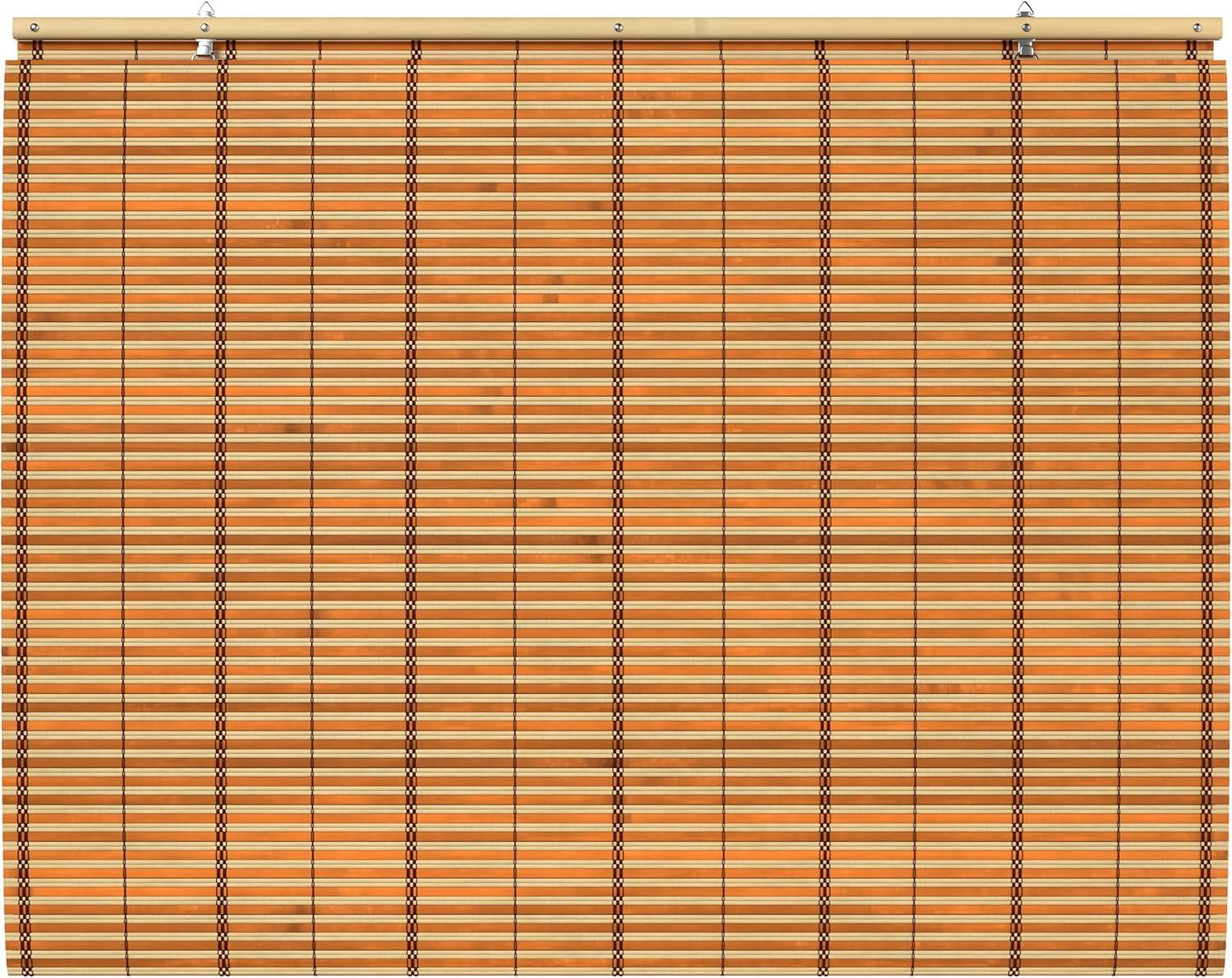 Oriental Furniture Burnt Bamboo Cordless Window Shade - Two-tone Honey 36" W
